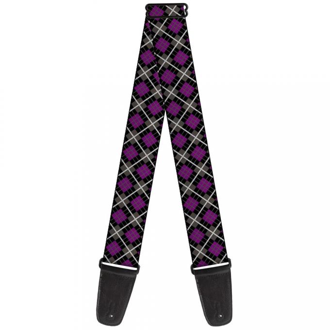 Guitar Strap - Argyle Black/Gray/Purple