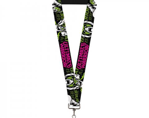 Lanyard - 1.0" - ULTIMATE WARRIOR 2-Poses/Face Black/Green/White/Pink