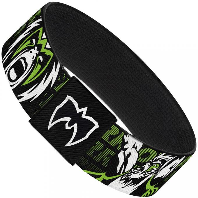 Elastic Bracelet - 1.0" - ULTIMATE WARRIOR Pose/Face Black/Green/White/Pink