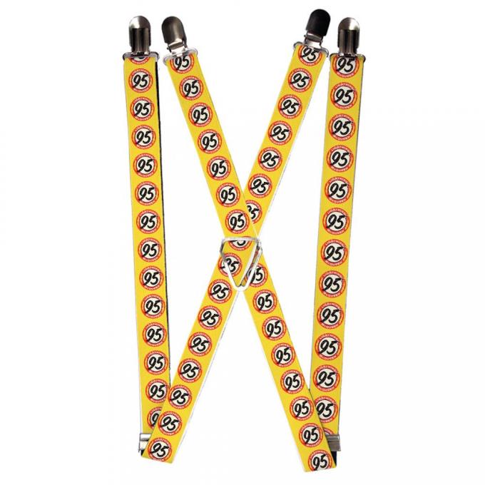 Suspenders - 1.0" - Cars 3 LIGHTNING MCQUEEN 95 Icon Weathered Yellow/Red/White/Black