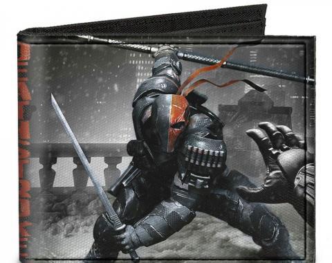 Canvas Bi-Fold Wallet - DEATHSTROKE Arkham Origins Action Pose/Snow Grays/Red