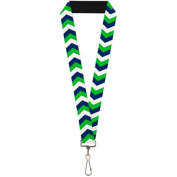 Buckle-Down Lanyard - Chevron White/Bright Green/Navy