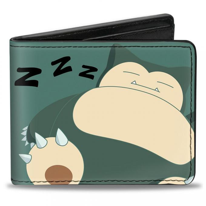 Bi-Fold Wallet - Snorlax Sleeping Pose/ZZZ Teals/Tan