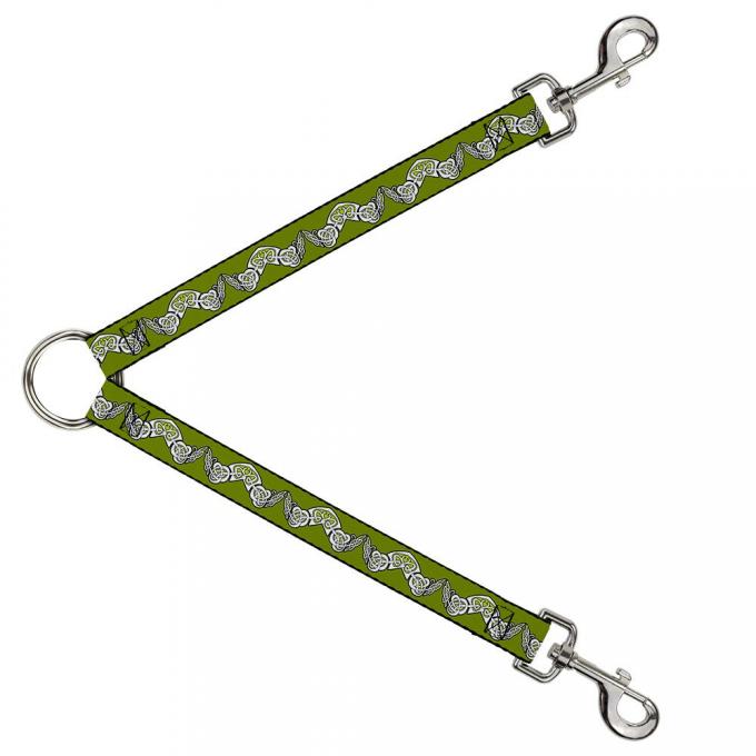 Dog Leash Splitter - Celtic Knot3 Olives/Black/White