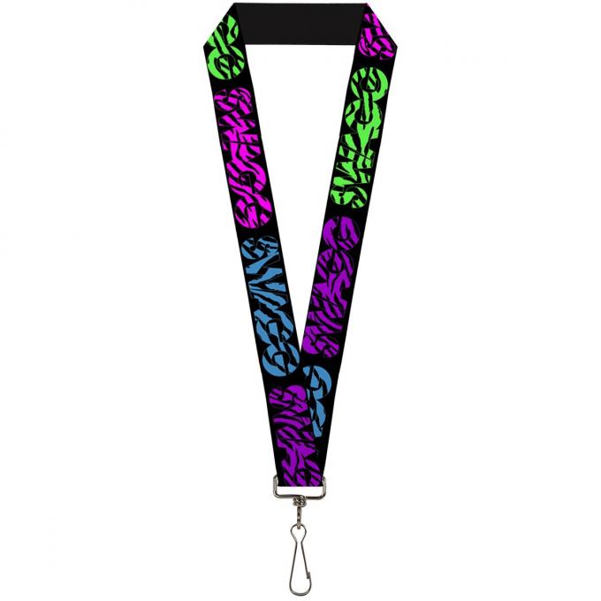 Buckle-Down Lanyard - SWAGG Black/Zebra Multi Neon
