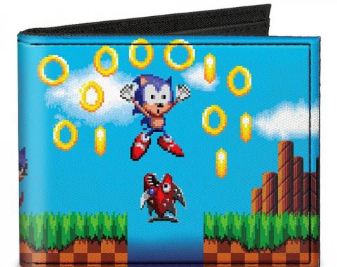 SONIC CLASSIC 
Canvas Bi-Fold Wallet - Sonic Pixelated Run/Game Over Fall Scene2