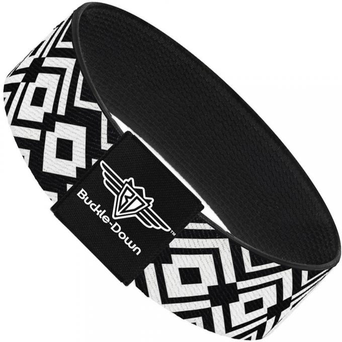 Buckle-Down Elastic Bracelet - Aztec2 White/Black