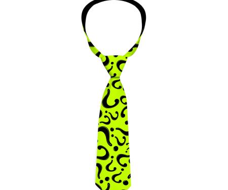 Necktie Standard - Riddler "?" Scattered Lime Green/Black