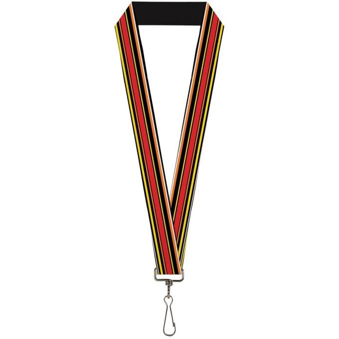 Buckle-Down Lanyard - Fine Stripes Black/Yellows/Orange/Red/White
