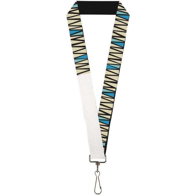 Buckle-Down Lanyard - Zig Zag Doodle Black/Cream/Blues