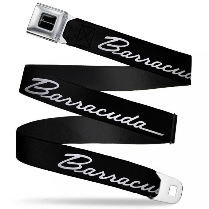 BARRACUDA Script Logo Full Color Black/White Seatbelt Belt - BARRACUDA Script Logo Black/Silver Webbing