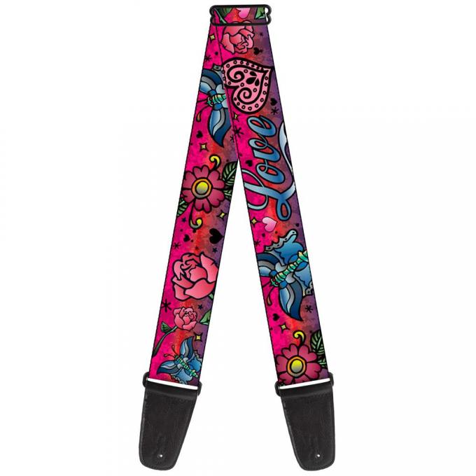 Guitar Strap - Love Love Pink