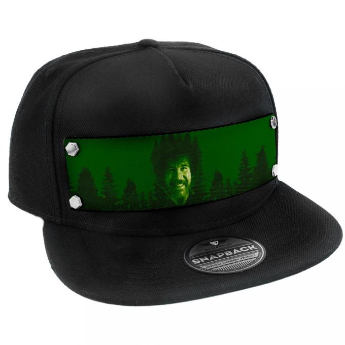 Embellishment Trucker Hat BLACK - Bob Ross Smiling Green/Black
