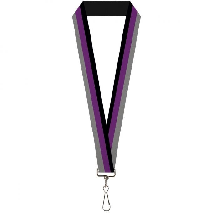 Buckle-Down Lanyard - Stripes Black/Purple/Gray