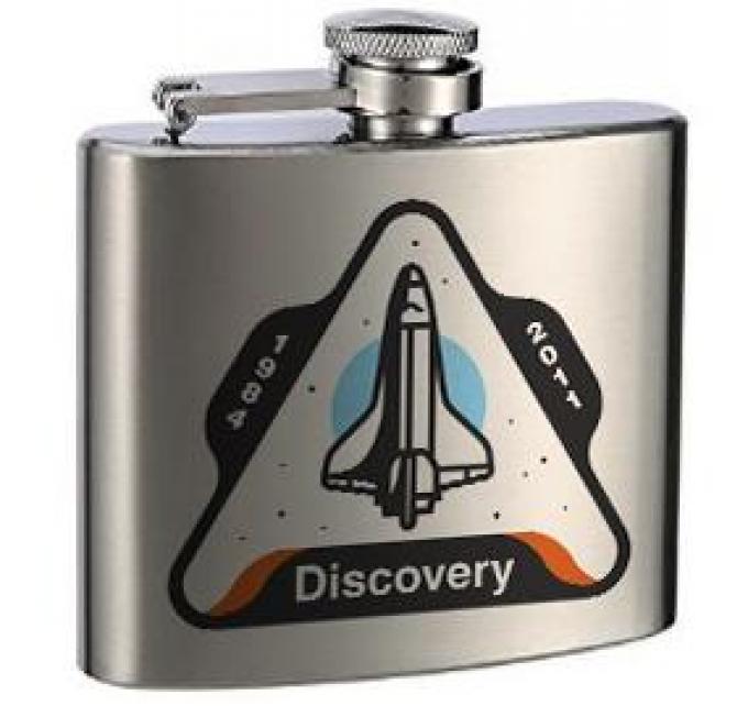 Stainless Steel Flask - 6 OZ - SPACE SHUTTLE DISCOVERY 1984-2011 Space Shuttle White/Gray/Blue/Orange