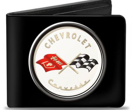 Bi-Fold Wallet - Corvette C1 Flags Emblem Black