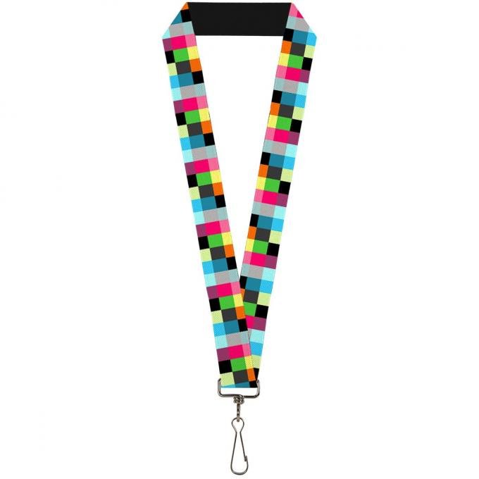 Buckle-Down Lanyard - Checker Bright Pastel