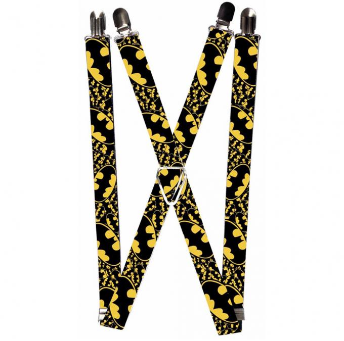 Suspenders - 1.0" - Batman Logo Stacked Black/Yellow