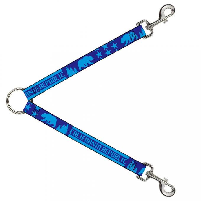 Dog Leash Splitter - CALIFORNIA REPUBLIC/Bear/Stars Silhouette Blues