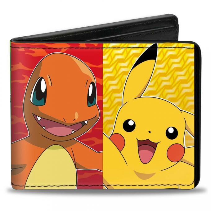 Bi-Fold Wallet - Pikachu & Kanto Starter POKEMON/Type Panels
