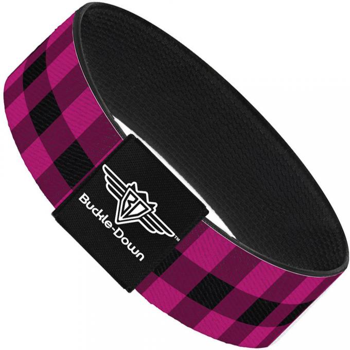 Buckle-Down Elastic Bracelet - Buffalo Plaid Black/Fuchsia