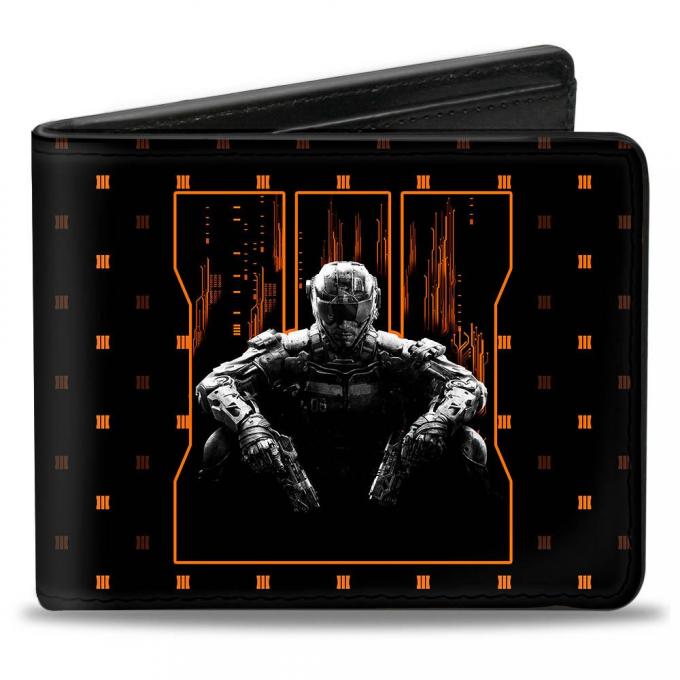 Bi-Fold Wallet - CALL OF DUTY-BLACK OPS III/Soldier Logo/Trey Monogram Black/Oranges/Grays