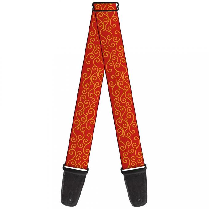 Guitar Strap - Holiday Trim Swirls Red/Gold