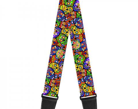 Guitar Strap - Colorful Calaveras Stacked Multi Color