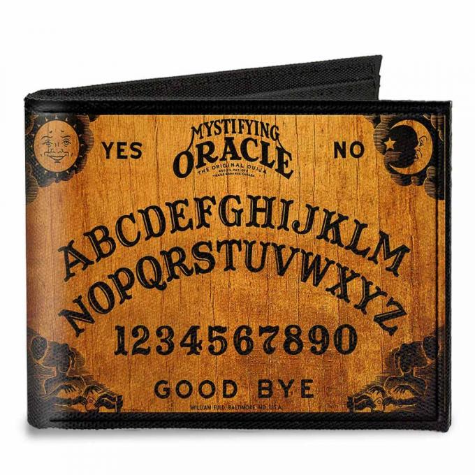 Canvas Bi-Fold Wallet - MYSTIFYING ORACLE/Ouija Board Elements Wood/Black