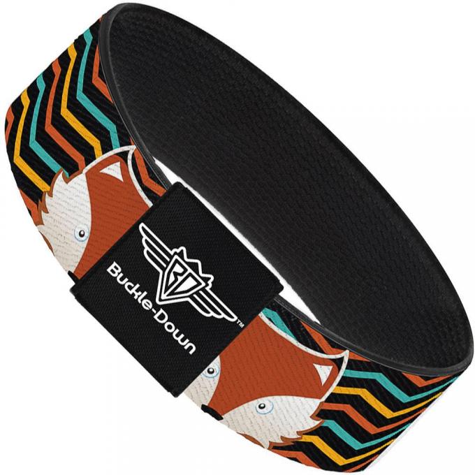 Buckle-Down Elastic Bracelet - Fox Face/Stripes Black/Multi Color