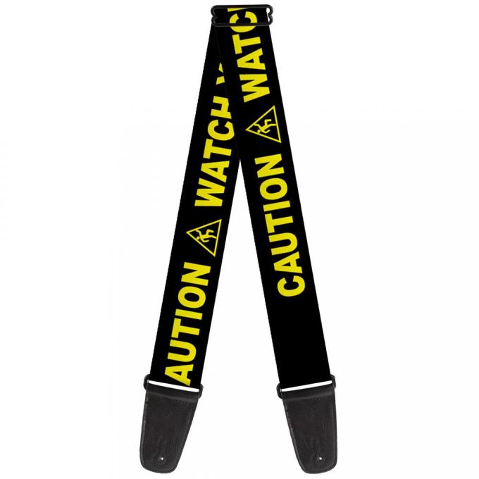 Guitar Strap - CAUTION WATCH YOUR DUBSTEP Black/Yellow