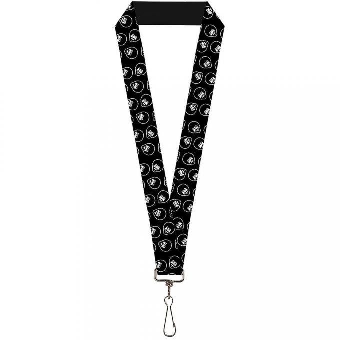 Lanyard - 1.0" - Bob Ross Smiling Icon Scattered Black/White