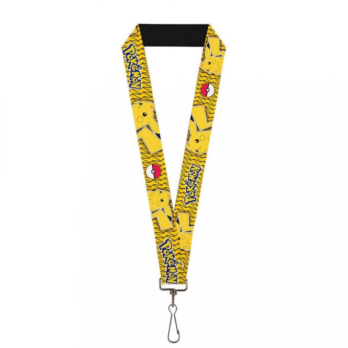 Lanyard - 1.0" - POKEMON Pikachu Pose/Poke Ball Yellow/Black