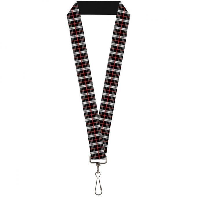 Buckle-Down Lanyard - Plaid Black/Red