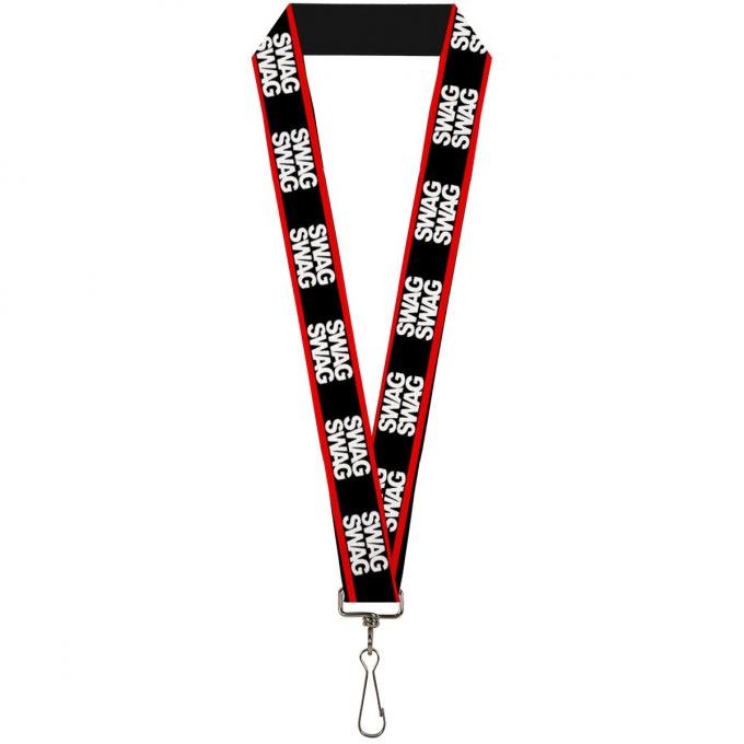 Buckle-Down Lanyard - Double SWAG Black/White/Red Stripe