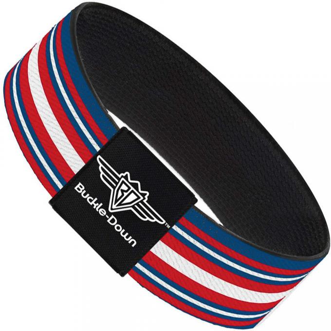 Buckle-Down Elastic Bracelet - Striped Blue/Red/White