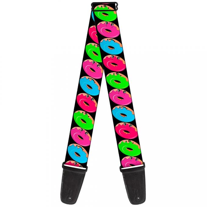 Guitar Strap - Glaze Donut Expressions Black