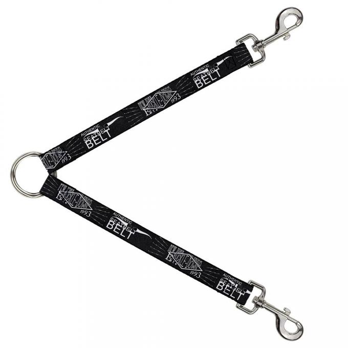 Dog Leash Splitter - BD AUTHENTIC SEATBELT BELT NY-LA Black/White