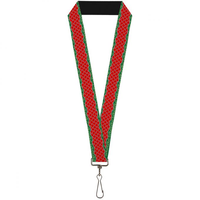 Buckle-Down Lanyard - Holiday Trim Stripe Green/Red