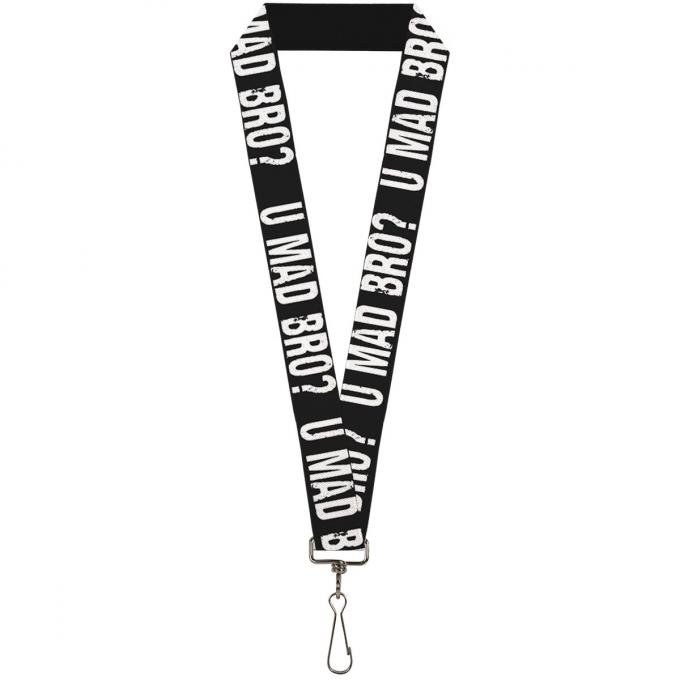 Buckle-Down Lanyard - U MAD BRO? Weathered Black/White