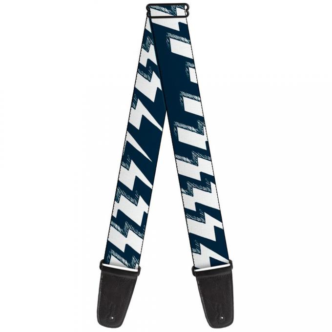 Guitar Strap - Lightning Bolts Sketch Navy/White