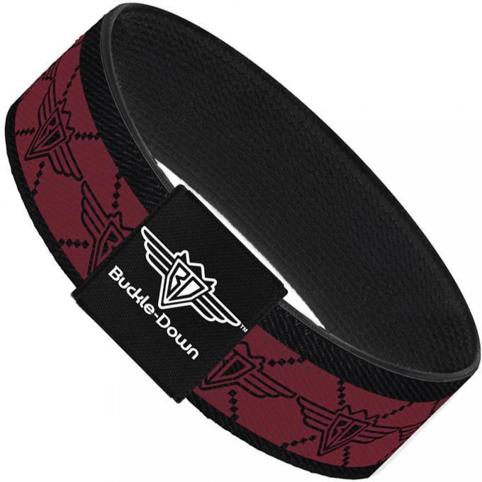 Buckle-Down Elastic Bracelet - BD Monogram2 Red/Black