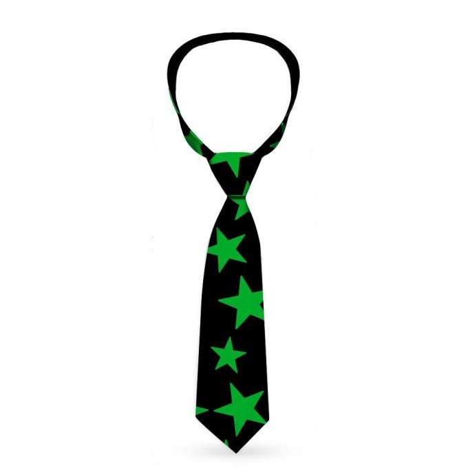 Buckle-Down Necktie - Stars Scattered Black/Green
