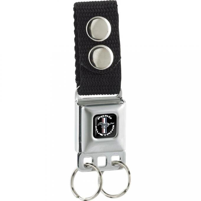 Keychain - FORD MUSTANG Tri-Bar Logo Black/White/Silver/Red/Blue