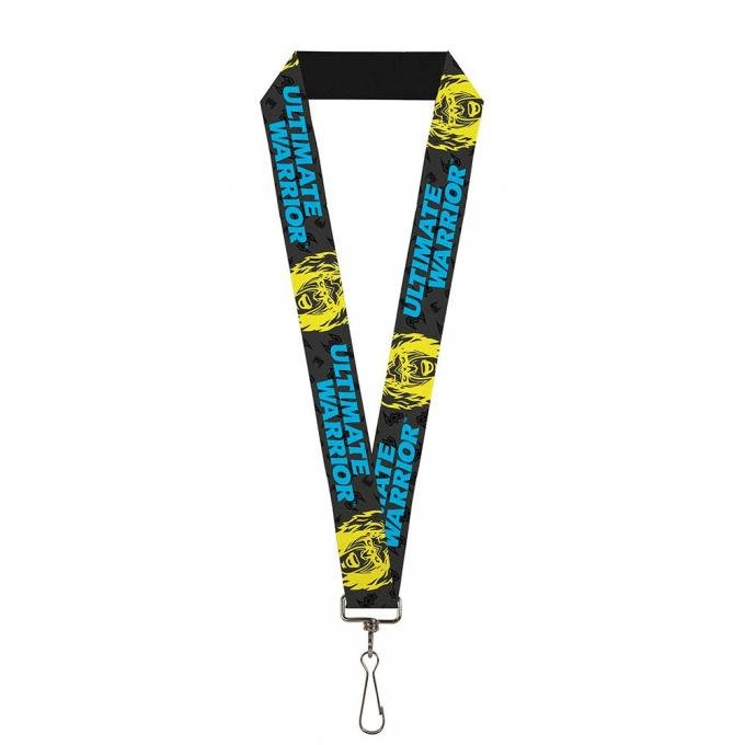 Lanyard - 1.0" - ULTIMATE WARRIOR Face/Mask Scattered Gray/Black/Blue/Yellow