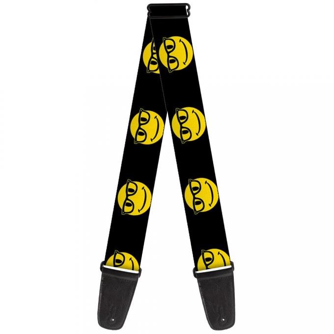 Guitar Strap - Nerd Happy Face Black/Yellow/Black
