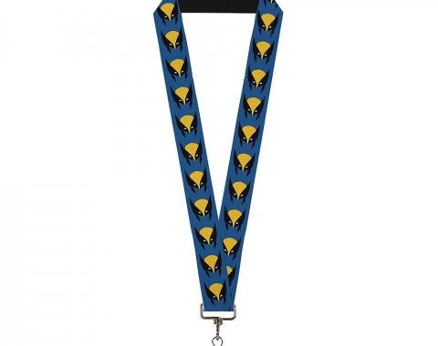 MARVEL X-MEN 
Lanyard - 1.0" - Wolverine Mask Icon Blue/Black/Yellow