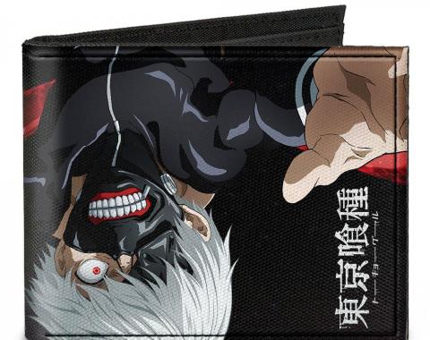 Canvas Bi-Fold Wallet - Masked Ken Kaneki Upside Down + TOKYO GHOUL Black/White/Red