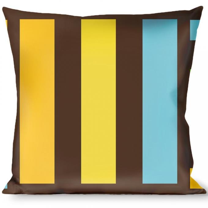 Buckle-Down Throw Pillow - Stripe Blocks Brown/Multi Pastel