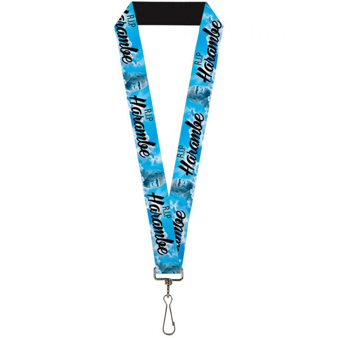 Buckle-Down Lanyard - Harambe RIP HARAMBE Clouds Blues/White/Black